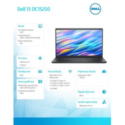 Laptop Dell 15 DC15250 i5-1334U 512GB 16GB INTEL UHD Windows 11 PRO