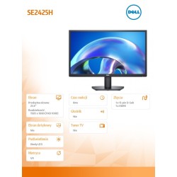 Dell Monitor SE2425H 23.8 cala LED VA/1920x1080/HDMI/VGA/3Y